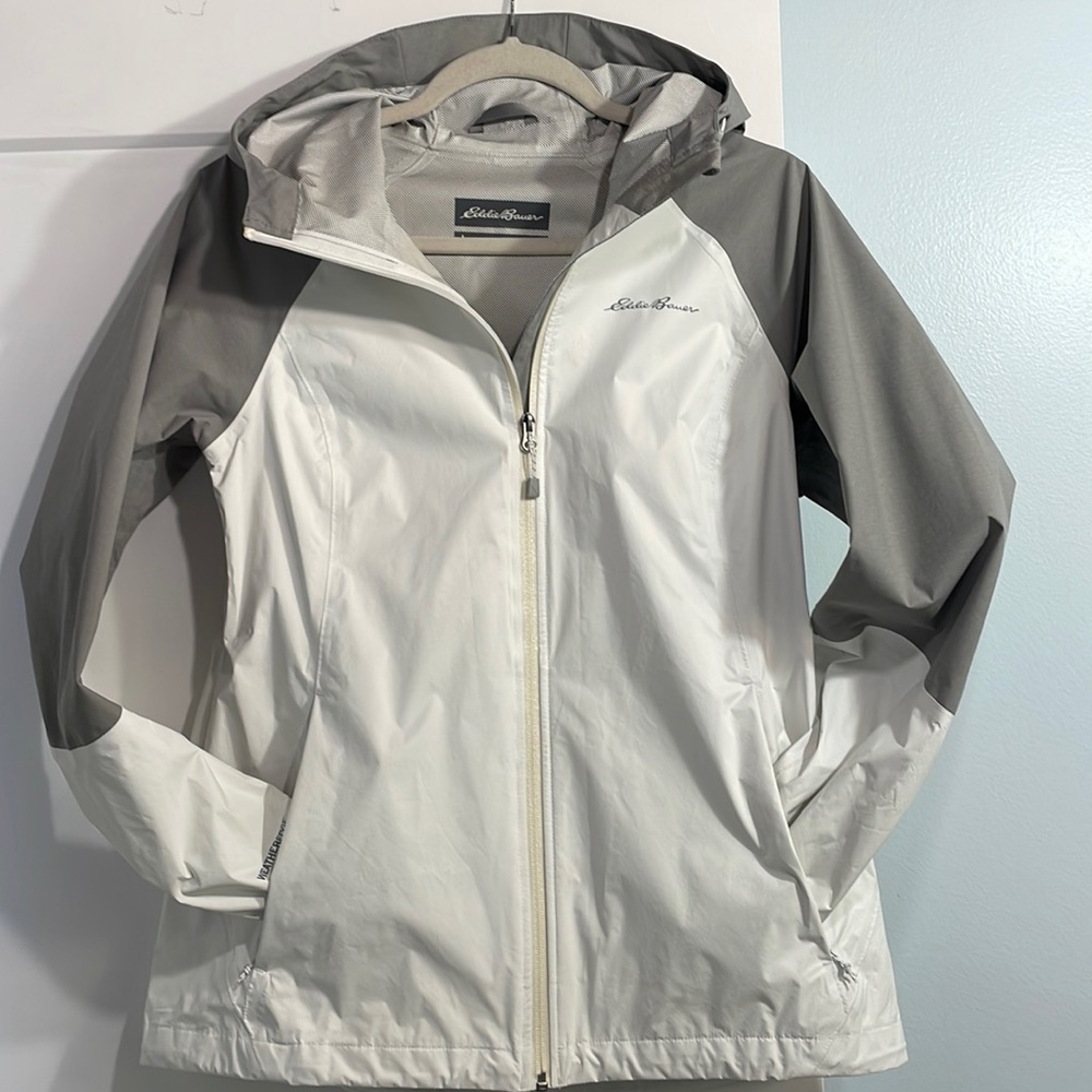 Eddie Bauer Weatheredge Women Full Front Zip Waterproof Hooded Jacket 2 Pocket M